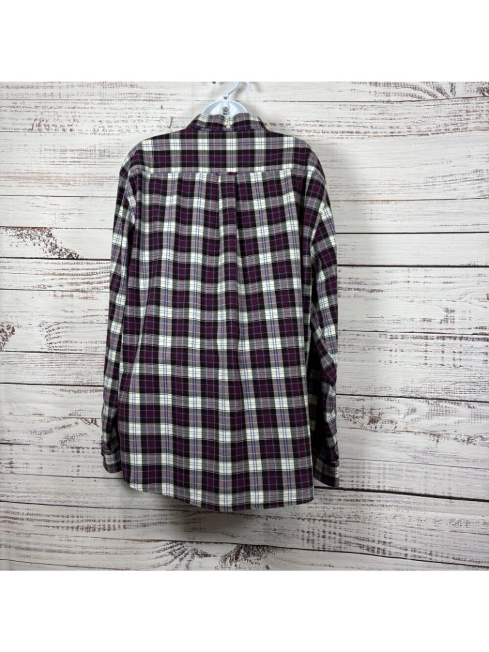 Le Tigre Purple Plaid Flannel Button Front Long Sleeve Shirt - Picture 6 of 14